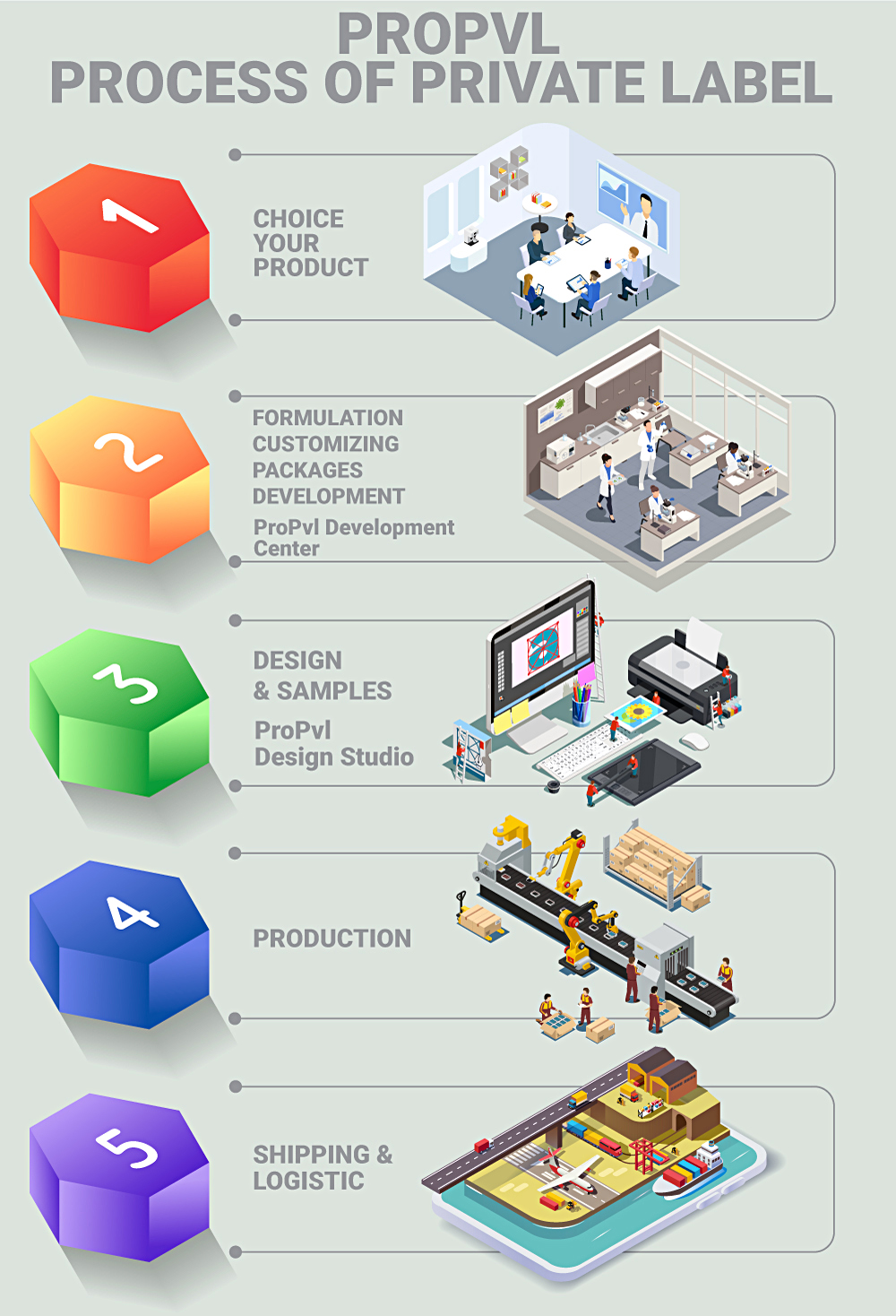 Infographic template design with 6 color options.